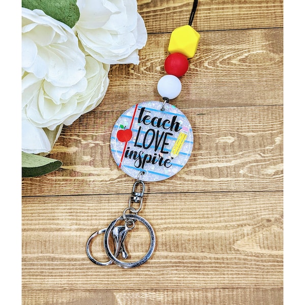 Teach Love Inspire Lanyard | Lined Paper Teacher Lanyard | Small Gift Idea | Teacher Lanyard | Teacher Gift | Gift for Her | Gift for Him