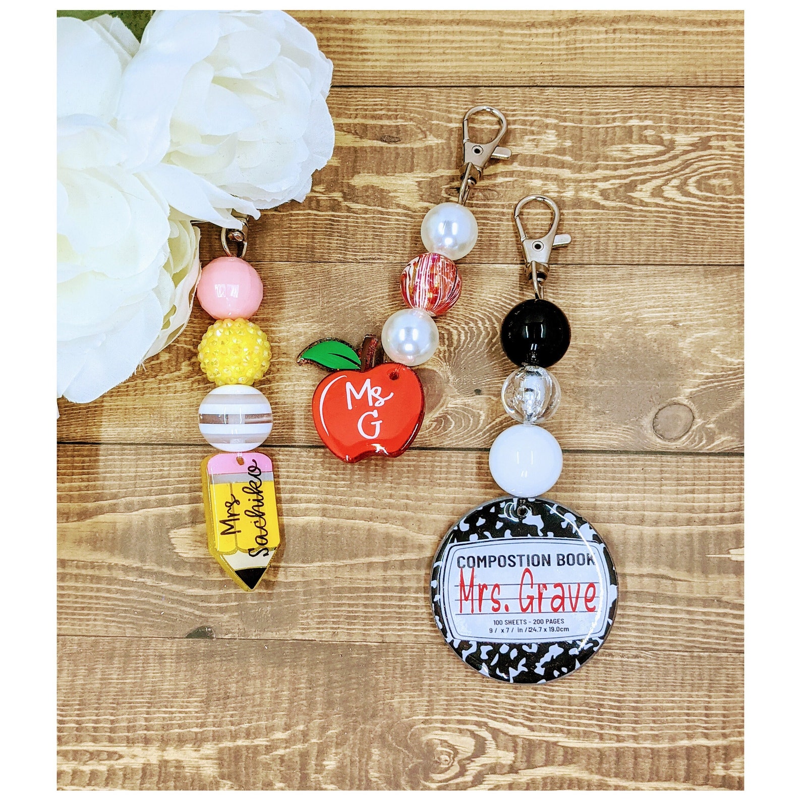 Teacher Beaded Keychain Beaded Keychain teacher Etsy