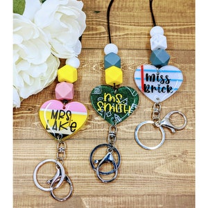 Cordón de maestro de corazón personalizable / Cordón de lápiz / Cordón de papel / Cordón de pizarra / Idea de regalo de maestro / Apreciación del maestro