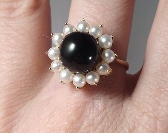 vintage black onyx rings circa 1950 and 1960s