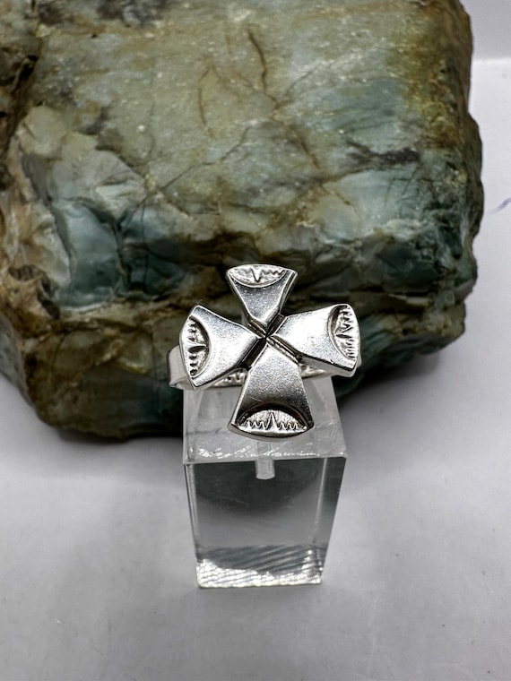 Sterling Silver Taxco Cross Ring sz 7.75 (3545)