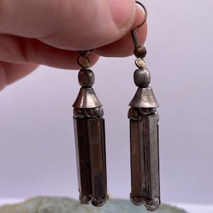 Vintage 925 Sterling Silver Minimalist Dangle Drop Geometric Earrings (1182)