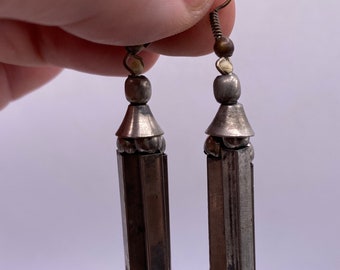 Vintage 925 Sterling Silver Minimalist Dangle Drop Geometric Earrings (1182)