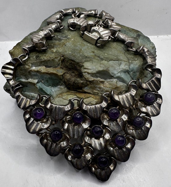 Sterling Silver and Amethyst Opulent Bib Necklace 