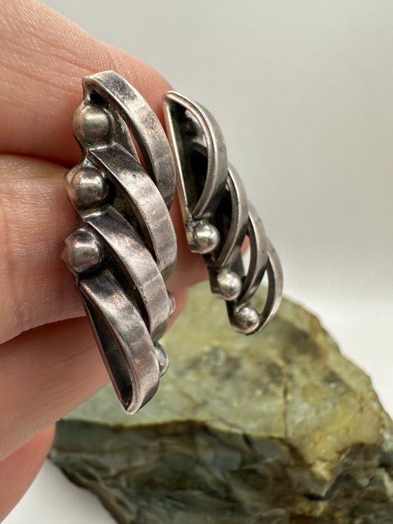 Sterling Silver Geometric Shape Stud Earrings 1.2… - image 2