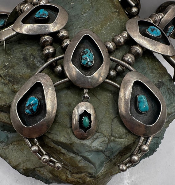 Vintage Sterling Silver and Turquoise Shadowbox S… - image 3