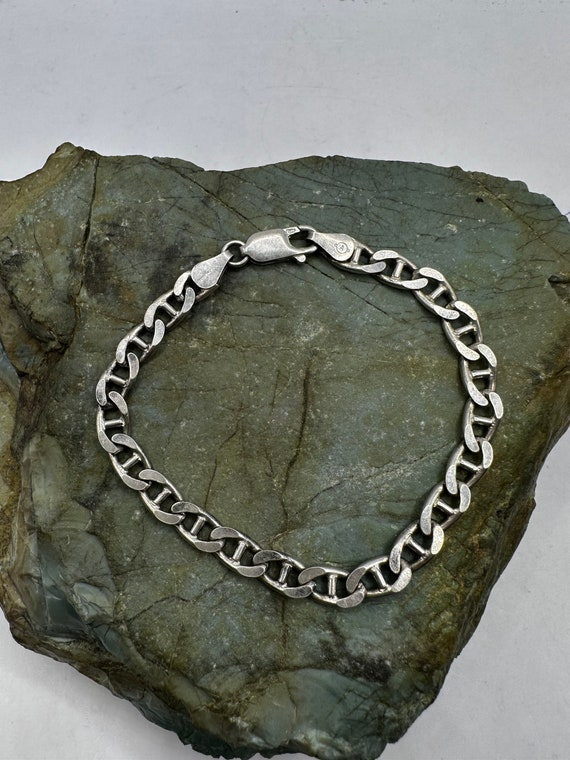 Sterling Silver 6mm Mariner Chain Bracelet 7" (34… - image 1