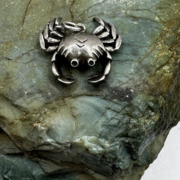 Vintage Sterling Silver Zodiac Crab Cancer Charm Pendant 3/4" (3087)