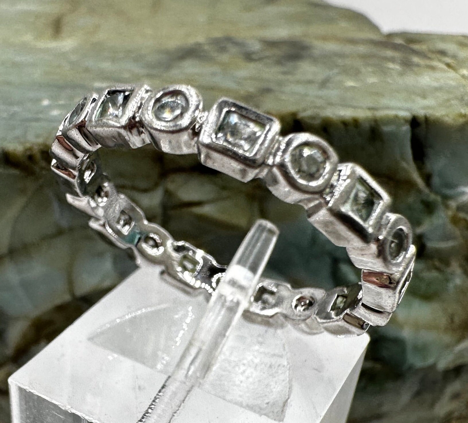 Sterling Silver and Cubic Zirconia Eternity 3mm Band Ring Sz