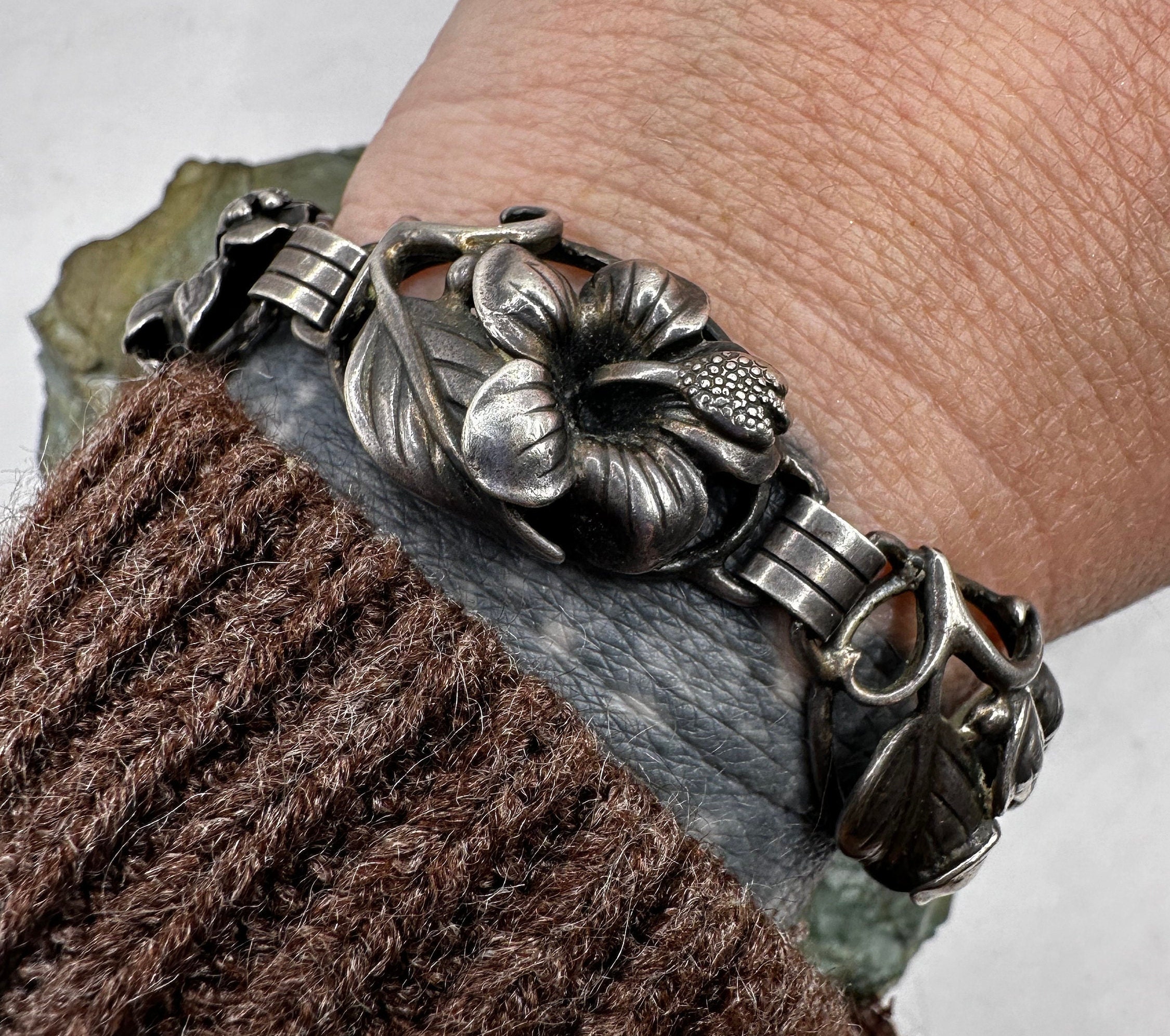 Vintage Danecraft Sterling Silver 19mm Hibiscus Flower Link
