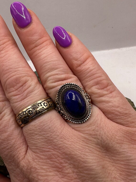 Sterling Silver and Oval Lapis Lazuli Statement R… - image 7