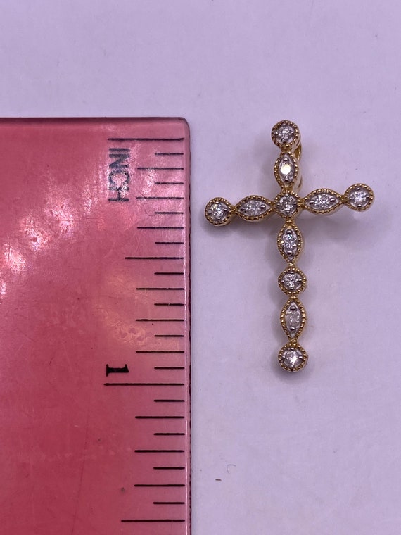 14k Yellow Gold And Diamond Cross 1” (2157) - image 3