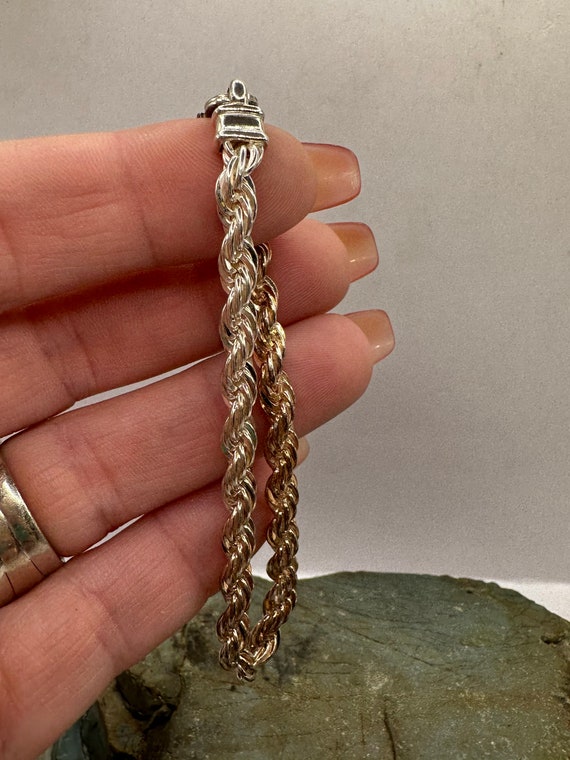 Fine Silver 4mm Solid Twist Rope Chain Bracelet 7… - image 5