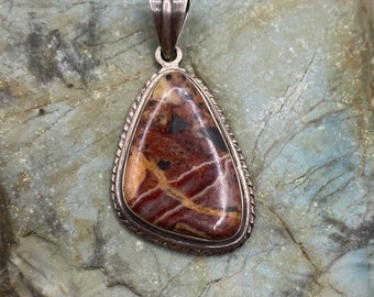 Sterling Silver and Picture Jasper Cabochon Pendant (1676)