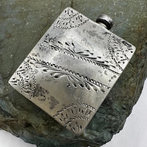 Sterling Silver Mexico Engraved Perfume Bottle 1.5&quot; x 1.25&quot; (4819)
