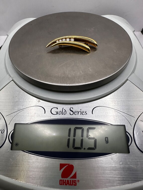 18k Yellow Gold and Natural Diamond Pin 1.75" (41… - image 6