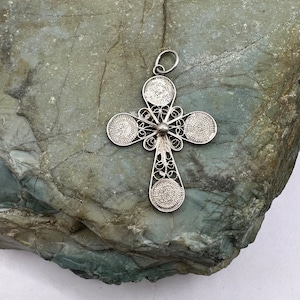 Sterling Silver Filigree Cross Pendant 1.25” (2770)