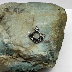 Sterling Silver Marcasite and Clear Cubic Zirconia Pendant 3/4” (2795)