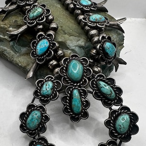 Absolutely Amazing Vintage Navajo 'Duel Yei' Bisbee Turquoise Native American Jewelry Silver Necklace Absolutely Amazing Vintage Navajo 'Duel Yei' Bisbee Turquoise Native American Jewelry Silver Necklace