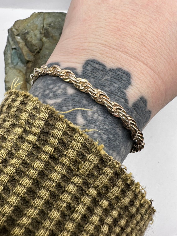 Fine Silver 4mm Solid Twist Rope Chain Bracelet 7… - image 3