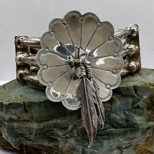Sterling Silver Bead and Feather Bracelet 9&quot; (3754)