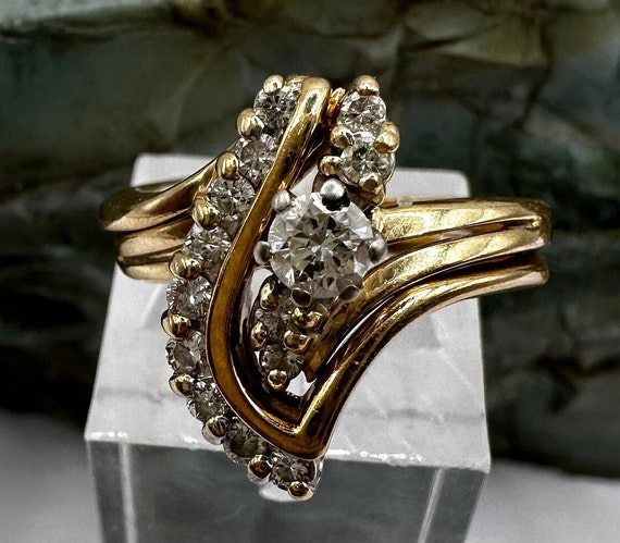Antique Nouveau Scarf Ring Gold Platinum Turquoise Diamonds French - Ruby  Lane