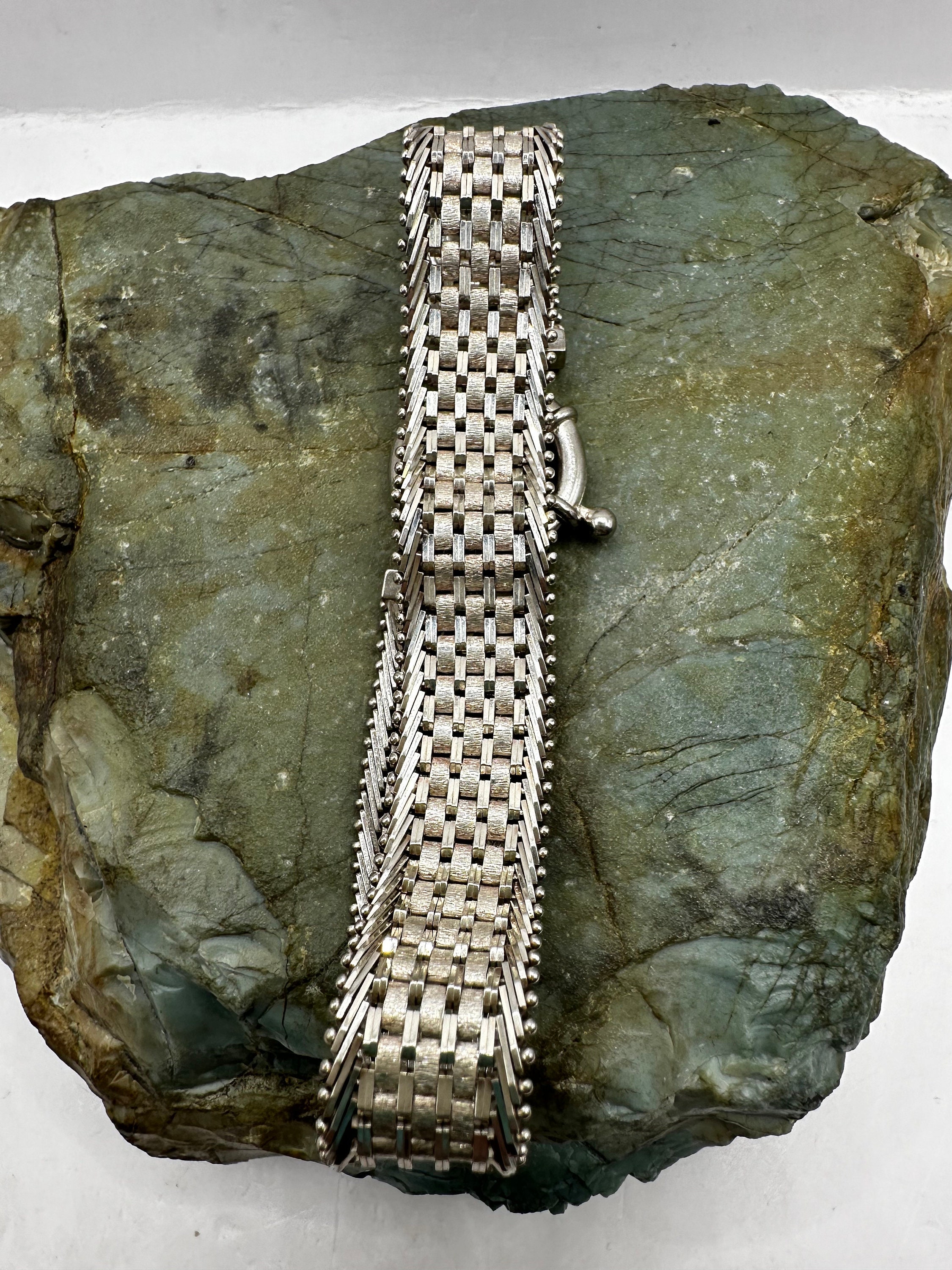 Sterling Silver Woven 18mm Wide Bracelet 7.5