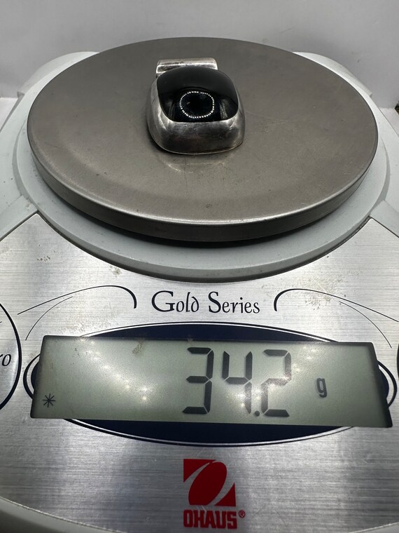 Sterling Silver and Onyx Inlay Pendant 1.75" (186… - image 7