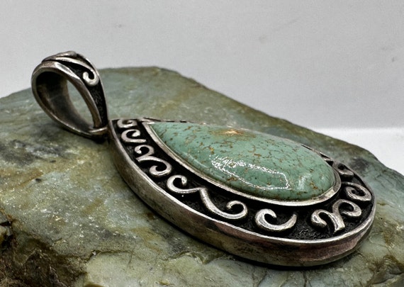 Sterling Silver and Turquoise Thailand Pendant 2.… - image 2