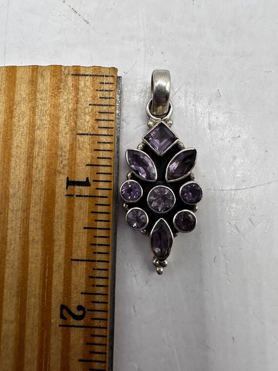 Sterling Silver and Amethyst Multi-stone Pendant … - image 6