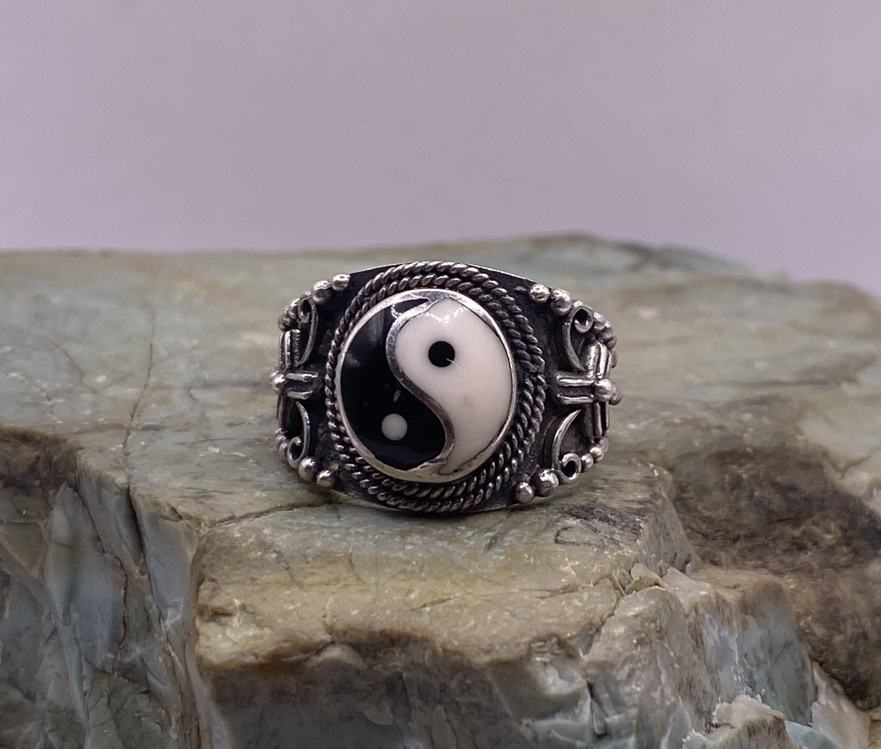 Vintage Sterling Silver Ying Yang Ring Sz 8.75 971 Etsy Australia
