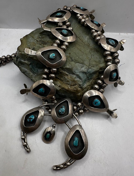 Vintage Sterling Silver and Turquoise Shadowbox S… - image 1