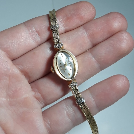 14K Diamond Longines Vintage Wrist Watch Ladies 1… - image 2