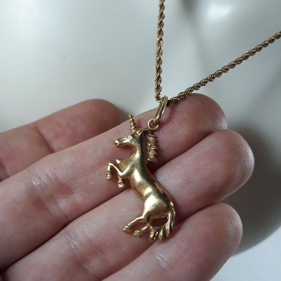 Vintage 14K Unicorn Necklace Solid Gold 