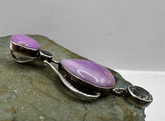 Sterling Silver Phosphoderite Prasiolite and Amet… - image 2