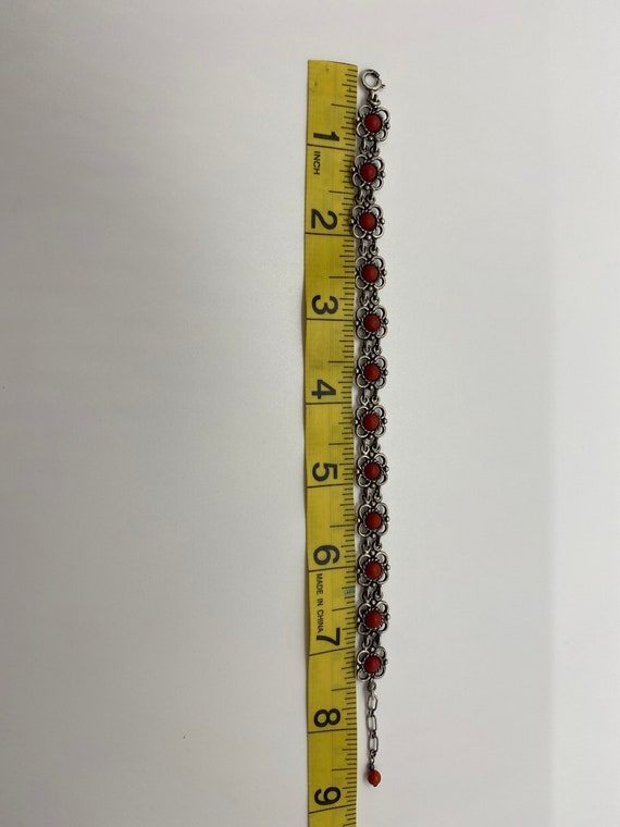 Sterling Silver Jasper Bracelet 8.5 Inches (1541) - image 6