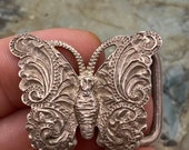 Vintage Sterling Engraved Butterfly Belt Buckle Solid Silver 925 (2634)