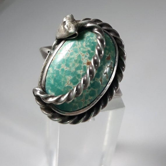Vintage Snake Turquoise Ring Spiderweb Matrix Gree