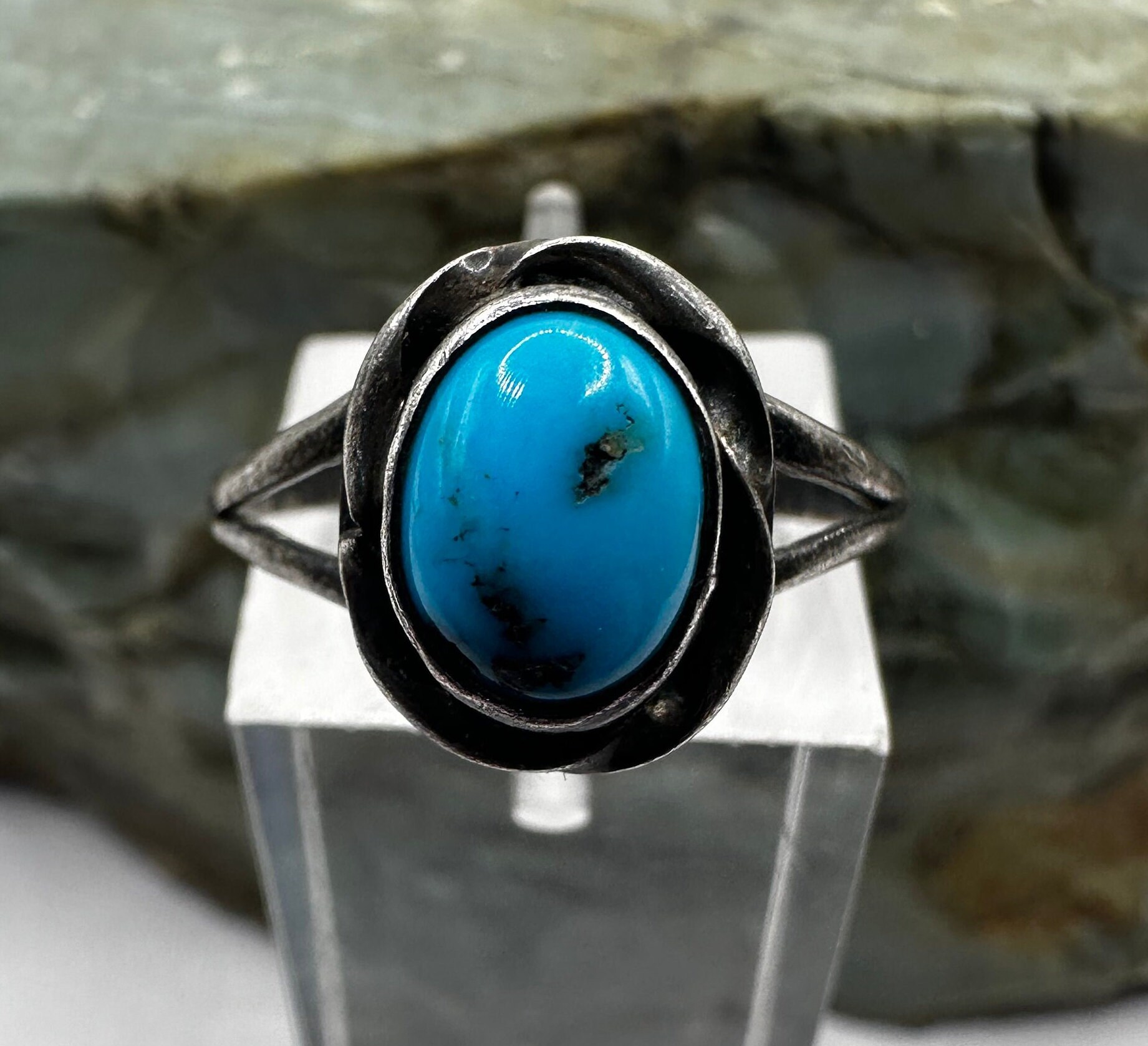 まりあ Vintage Sterling Silver and Turquoise Ring Sz 5.75 (5242) - Etsy