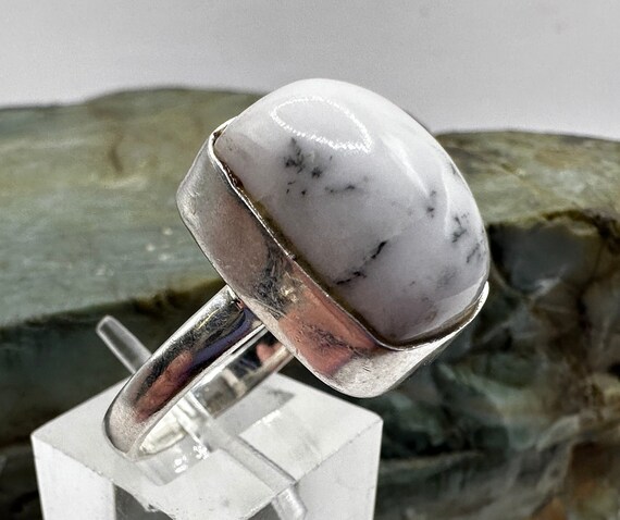 Sterling Silver and Dendritic Opal Ring Size 6.5 … - image 3