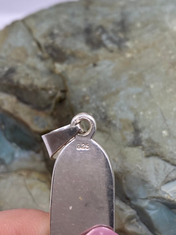 Sterling Silver Solid Carved Feather Pendant 2 1/… - image 5