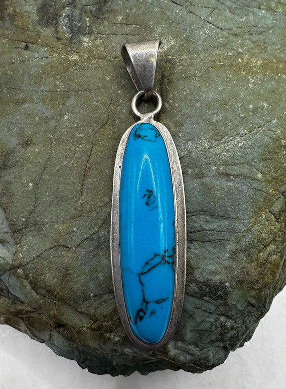 Sterling Silver and Blue Dyed Howlite Pendant 2.25