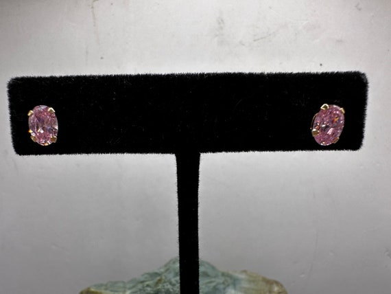 14k Yellow Gold and 7x4mm Faceted Pink Spinel Stu… - image 2