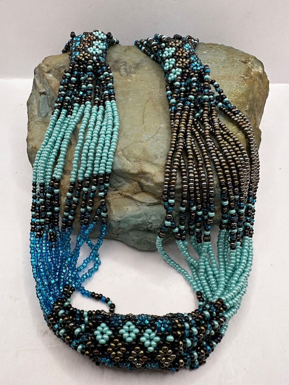 Native American Styled Long Loop Beaded Necklace … - image 1