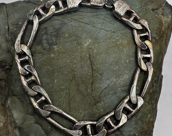 Sterling Silver Solid 9mm Figaro Chain Bracelet 8" (5210)