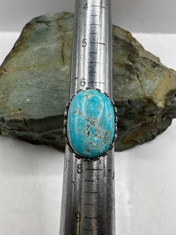 Sterling Silver and California Turquoise Ring sz … - image 4