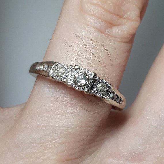 Tifany 10k zei ring 3 stone wedding ring set for Girl Friend