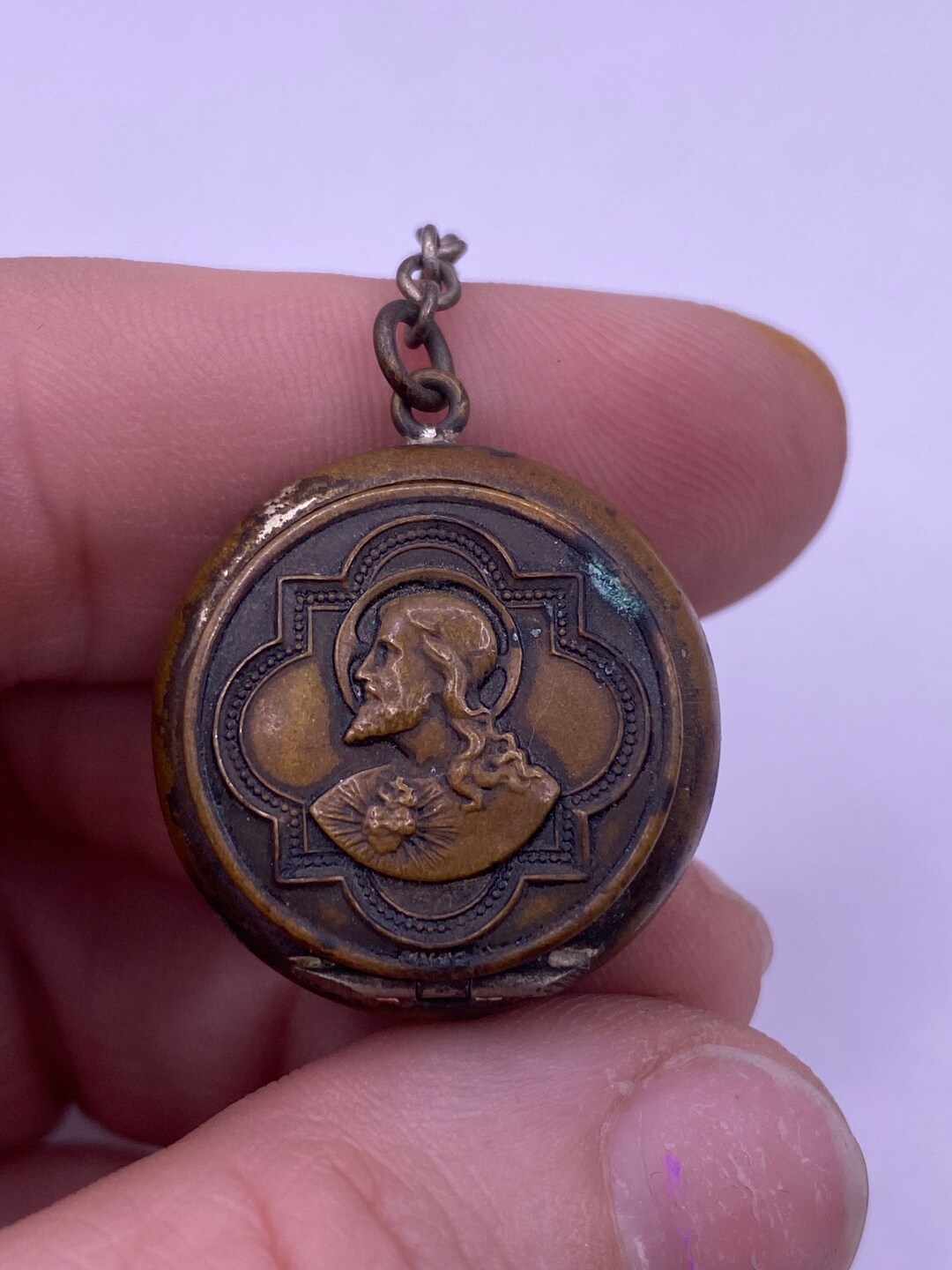 Antique Deep Jesus Reliquary Locket With Small Chain (2659) - Etsy