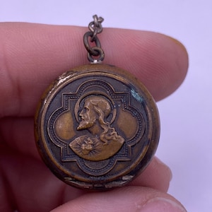 Antique Deep Jesus Reliquary Locket with Small Chain (2659)