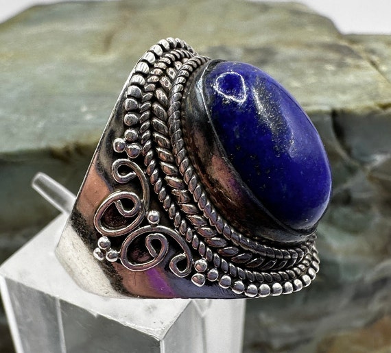 Sterling Silver and Oval Lapis Lazuli Statement R… - image 3